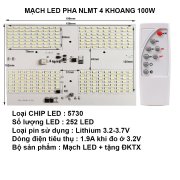 Bộ mạch đèn LED năng lượng mặt trời LED pha 4 khoang 100W gồm mạch và remote Bộ mạch đèn LED năng lượng mặt trời LED pha 4 khoang 100W gồm mạch và remote